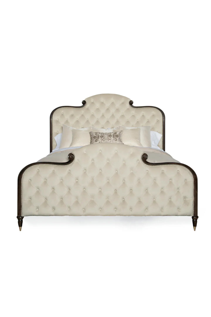 Cream Tufted Silk California King Bed