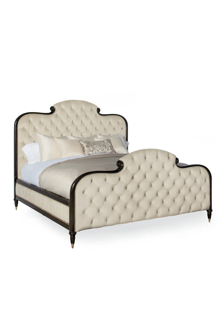 Cream Tufted Silk California King Bed