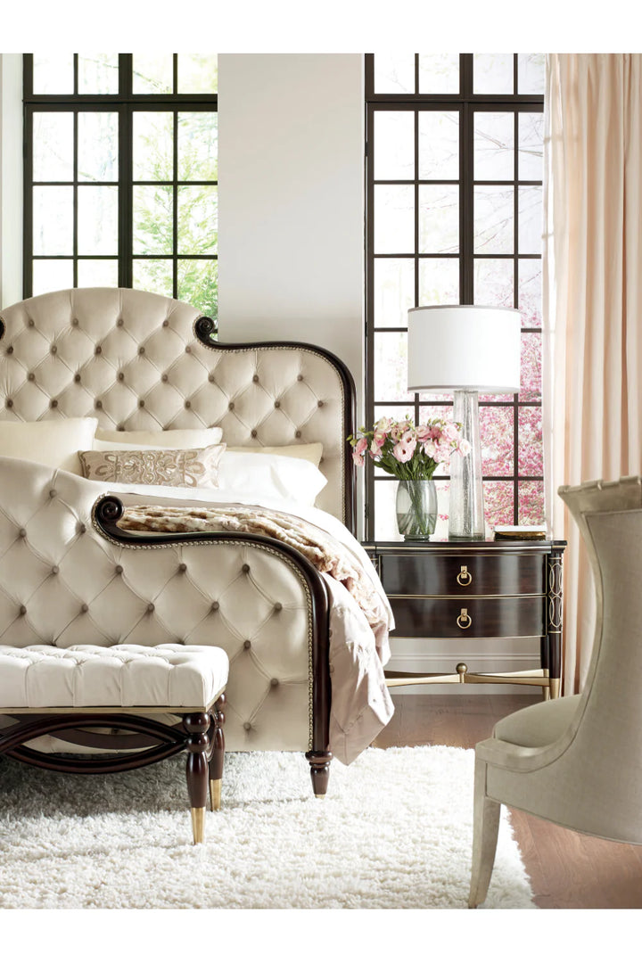 Cream Tufted Silk California King Bed