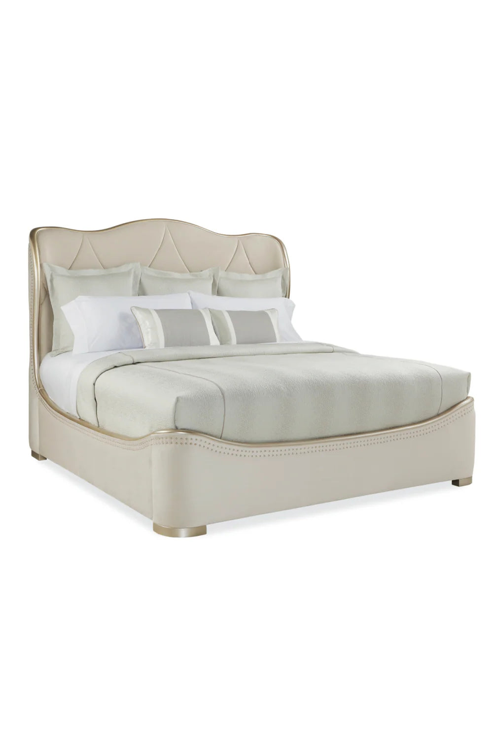 Cream Velvet Tufted Bed