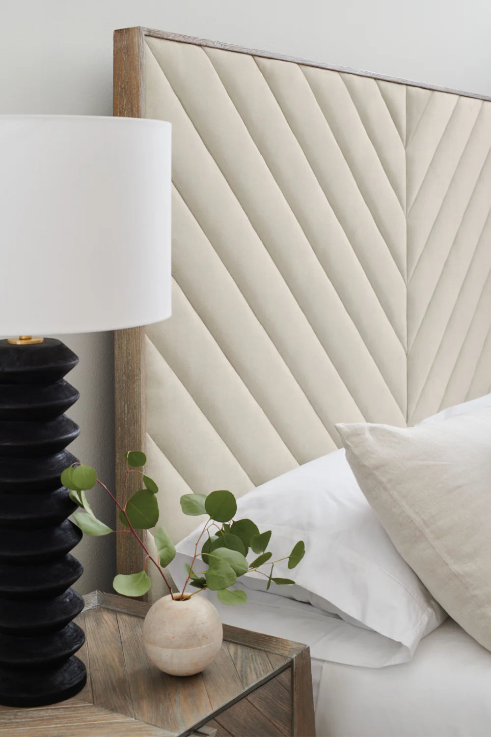 Ash Wood Upholstered Bed