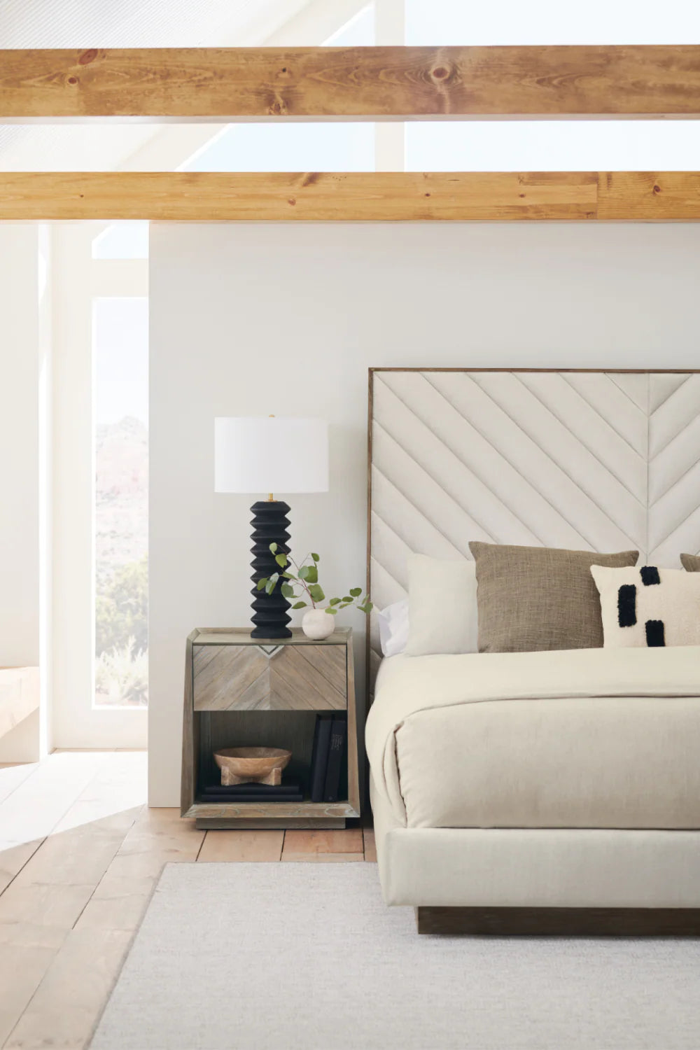 Ash Wood Upholstered Bed