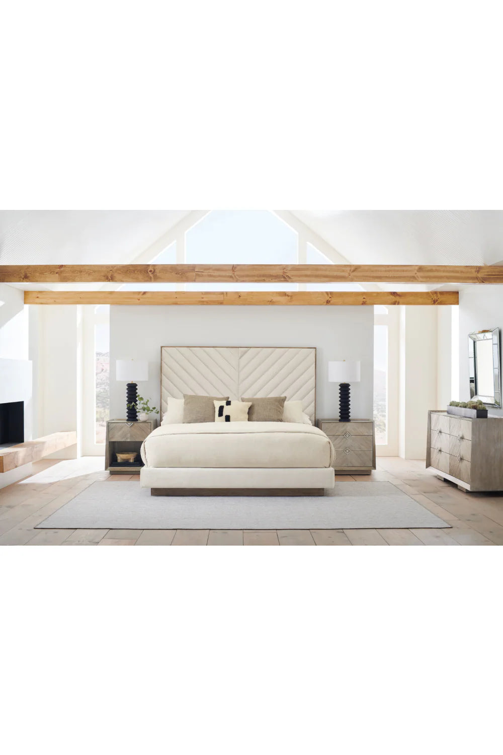 Ash Wood Upholstered Bed