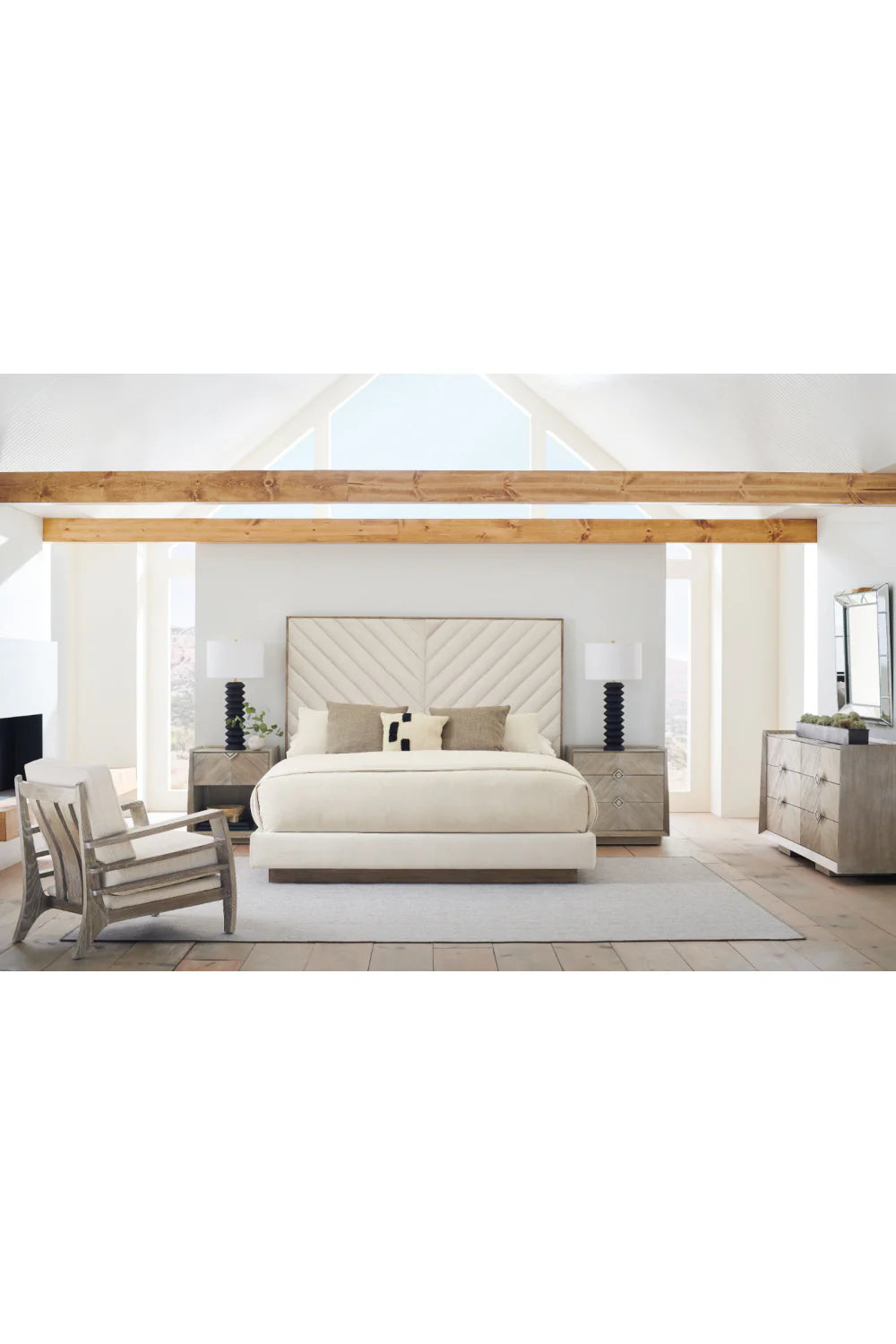 Ash Wood Upholstered Bed