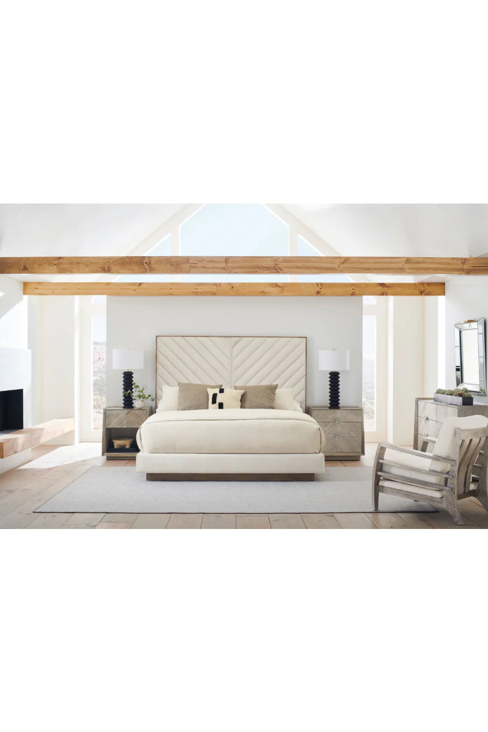 Ash Wood Upholstered Bed