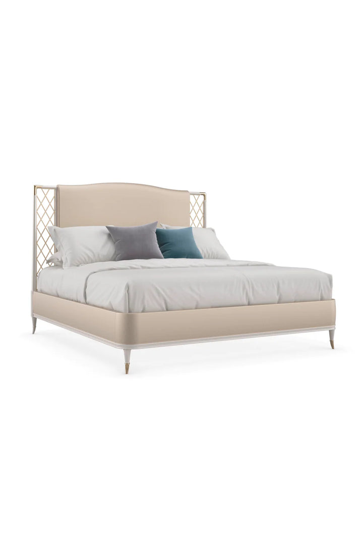 Beige Metal Trellis Bed