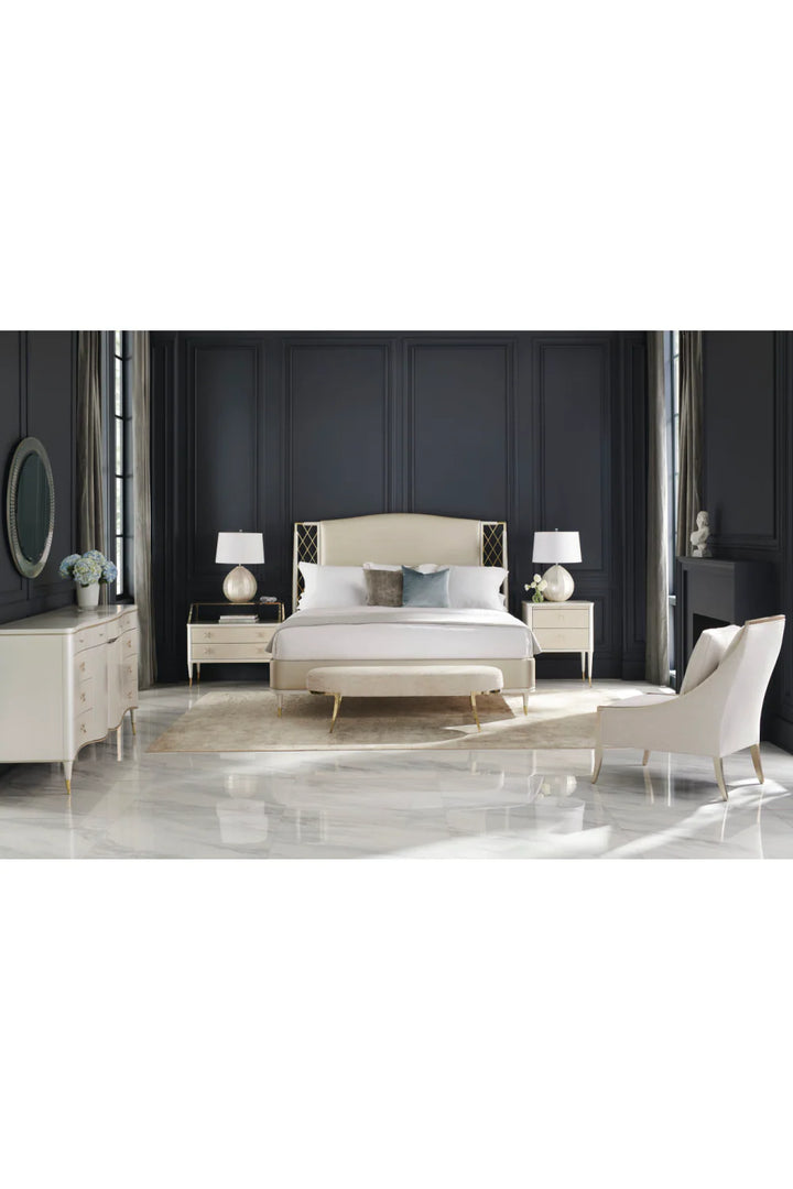 Beige Metal Trellis Bed