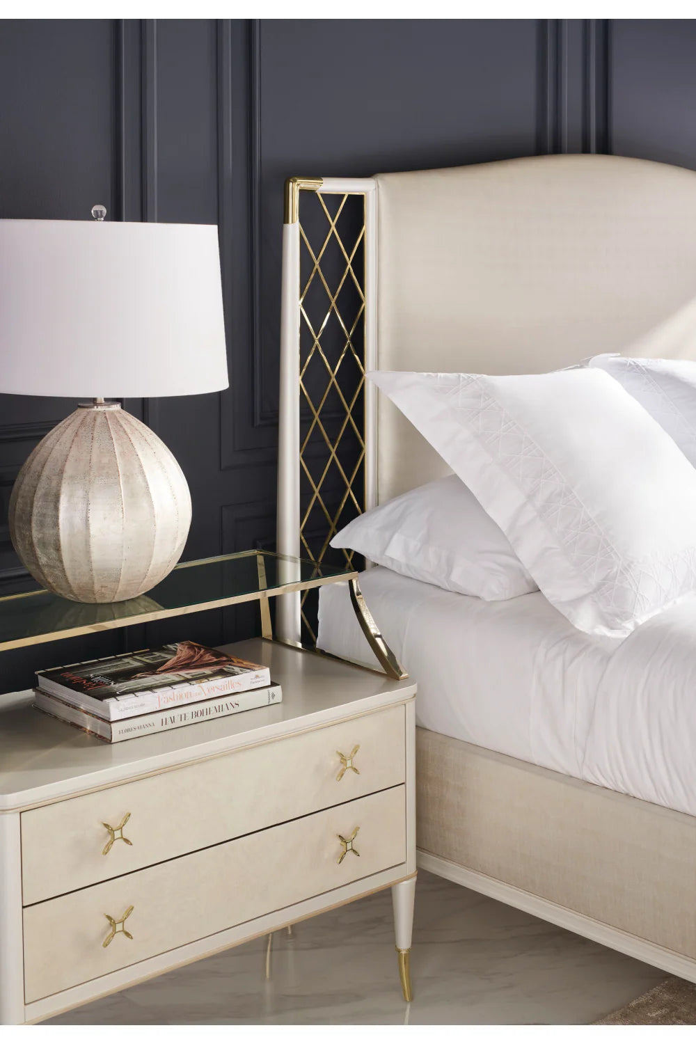 Beige Metal Trellis Bed