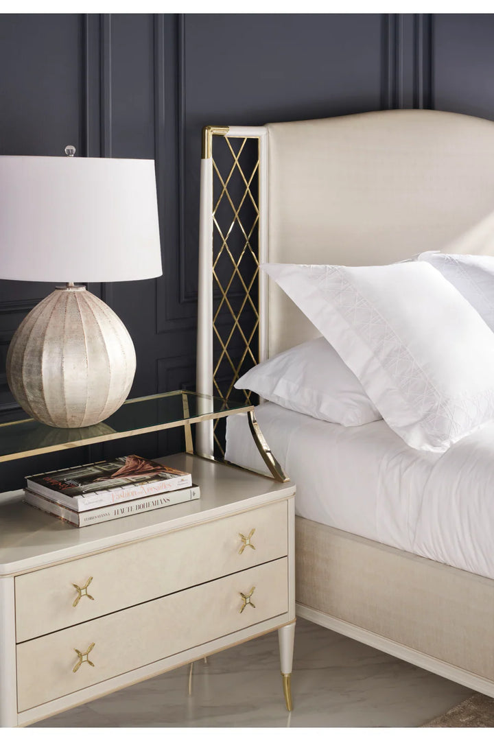 Beige Metal Trellis Bed
