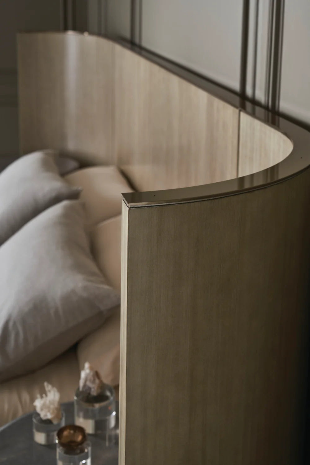 Gray Minimalist Winged Bed