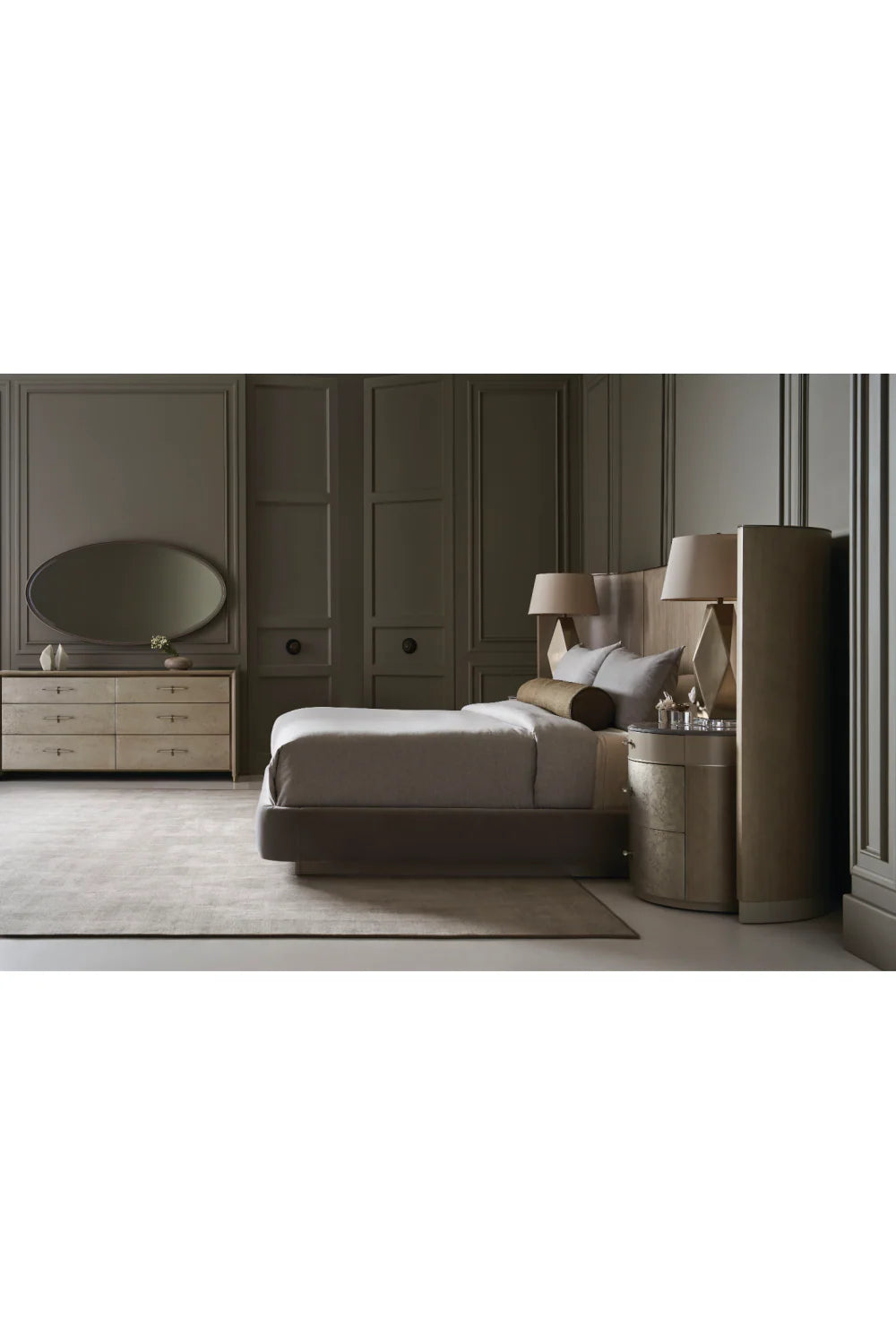 Gray Minimalist Winged Bed