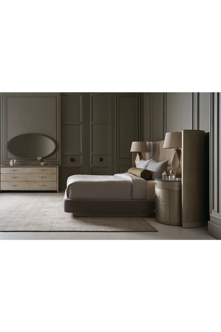 Gray Minimalist Winged Bed