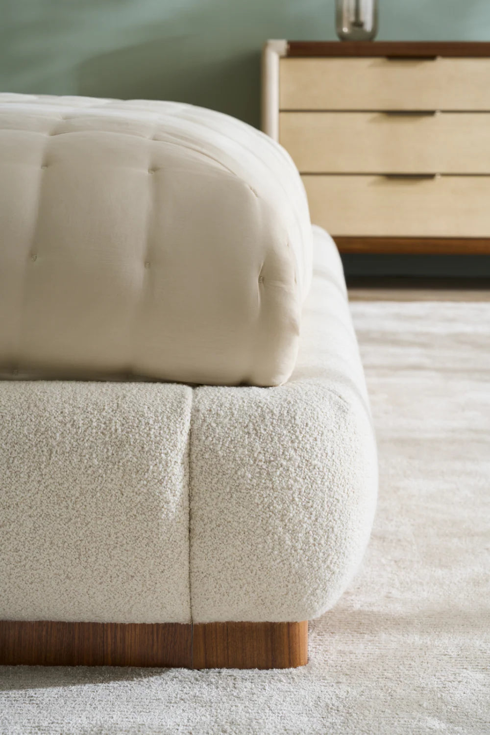 White Bouclé Bed