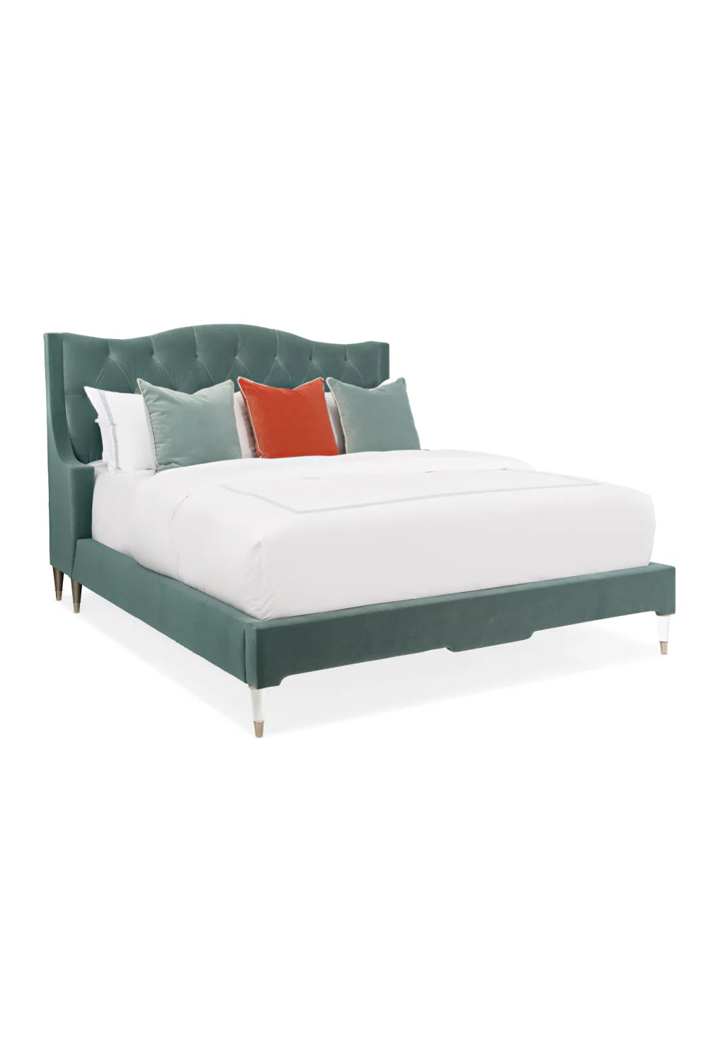 Blue Upholstered Tufted California King Bed