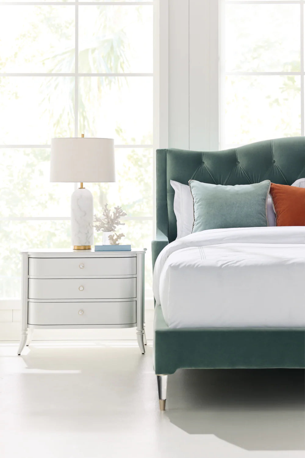 Blue Upholstered Tufted California King Bed