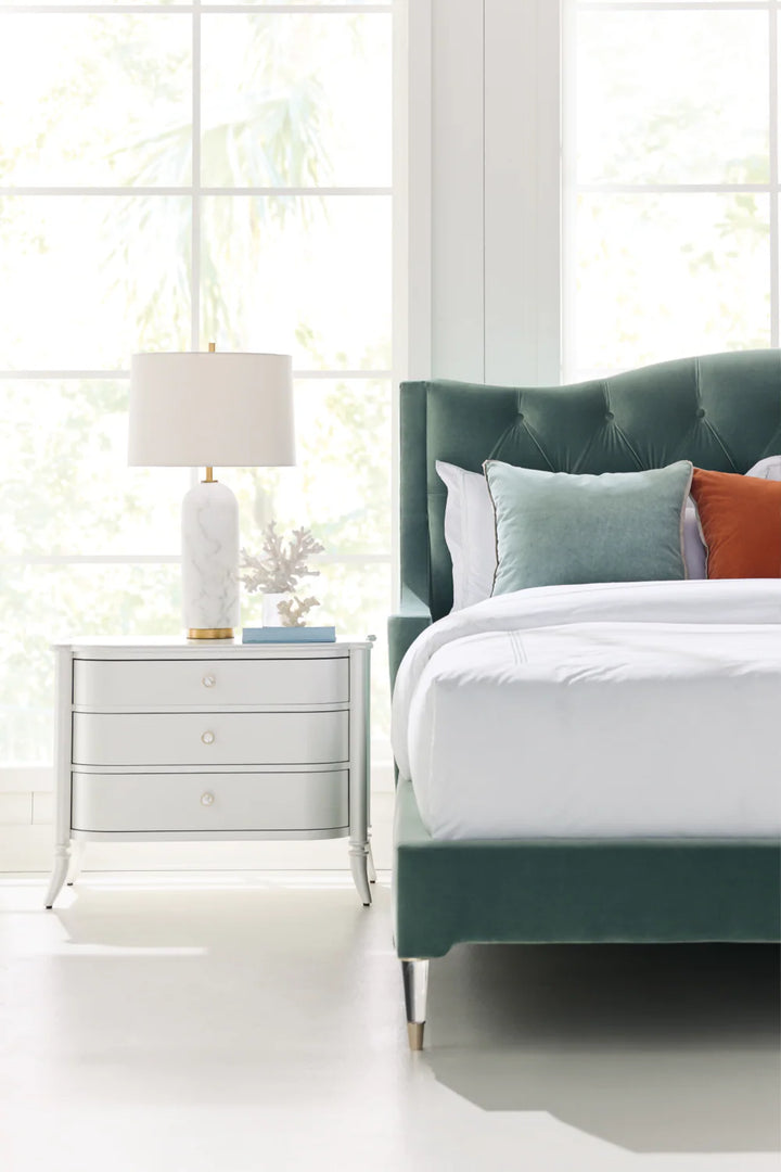 Blue Upholstered Tufted California King Bed