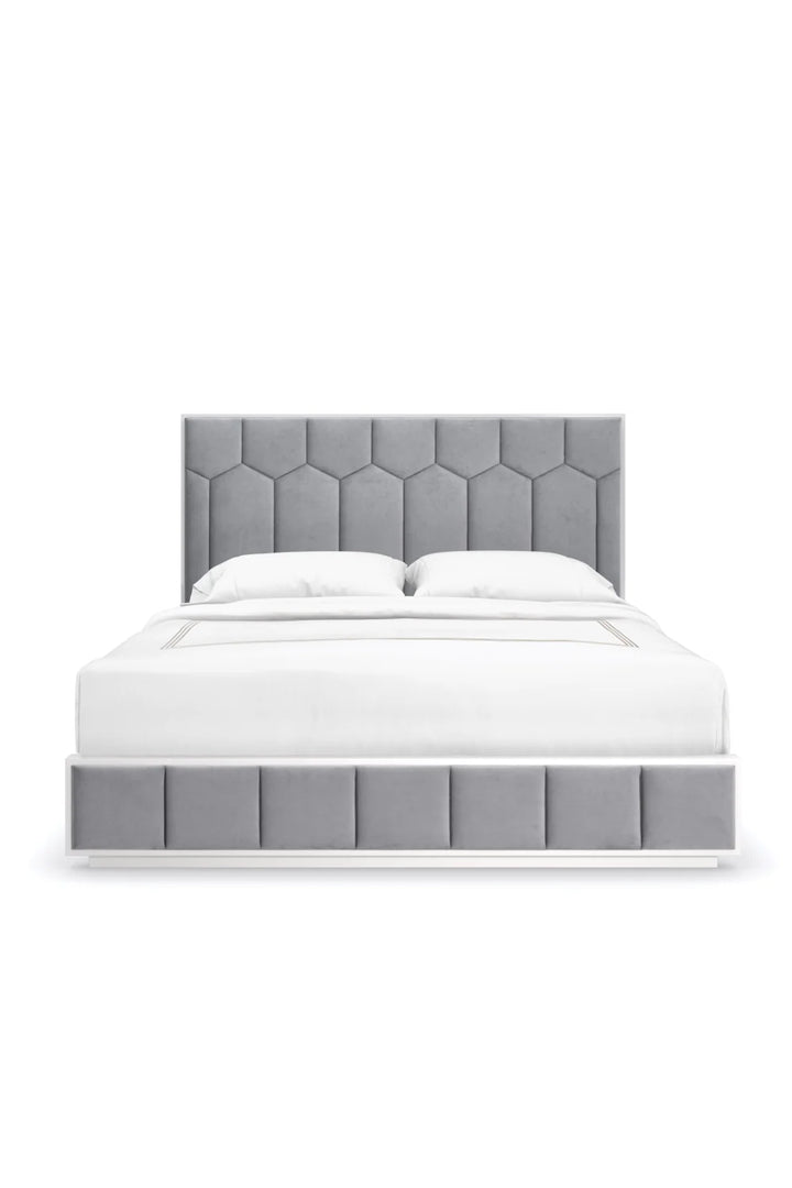 Gray Honeycomb Tufted California King Bed