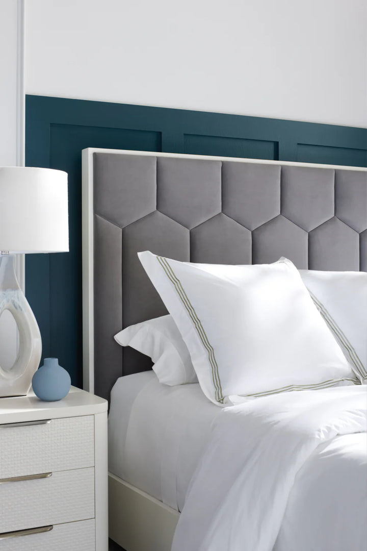 Gray Honeycomb Tufted California King Bed