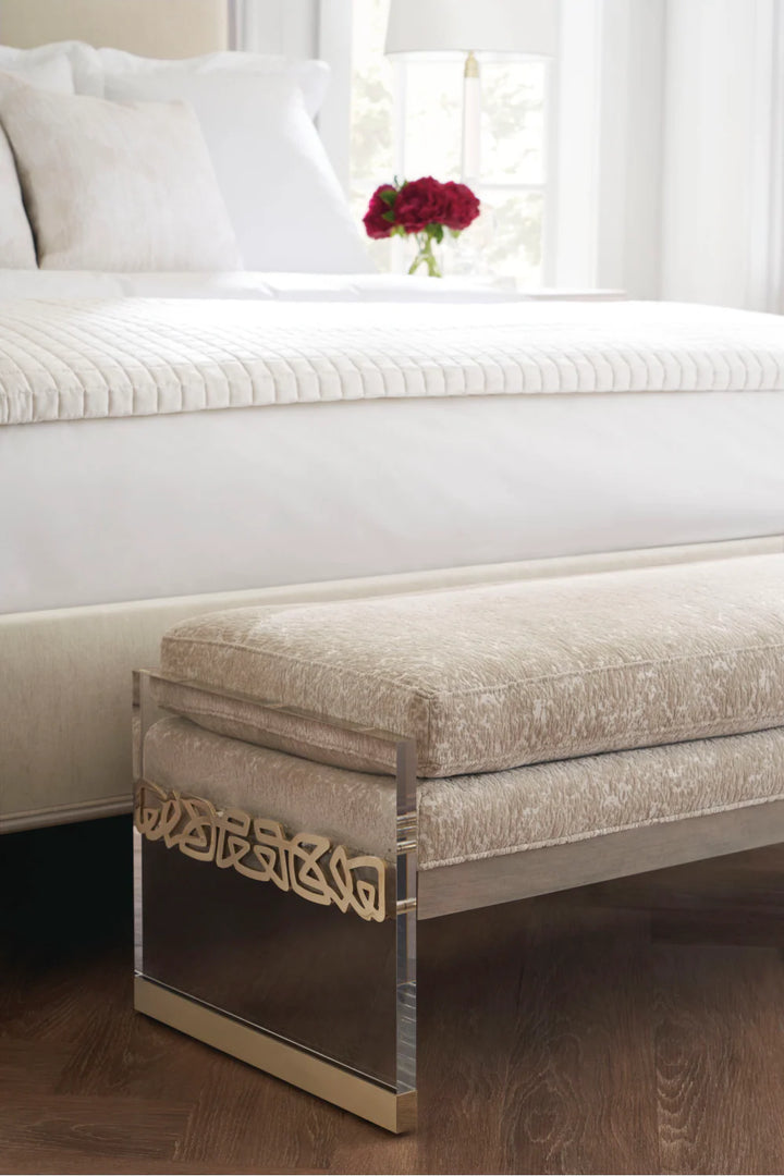 Cream Chenille Modern Bed