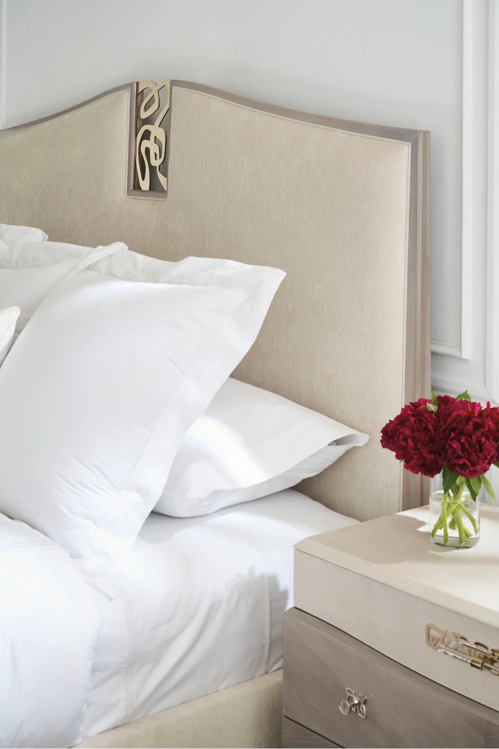 Cream Chenille Modern Bed