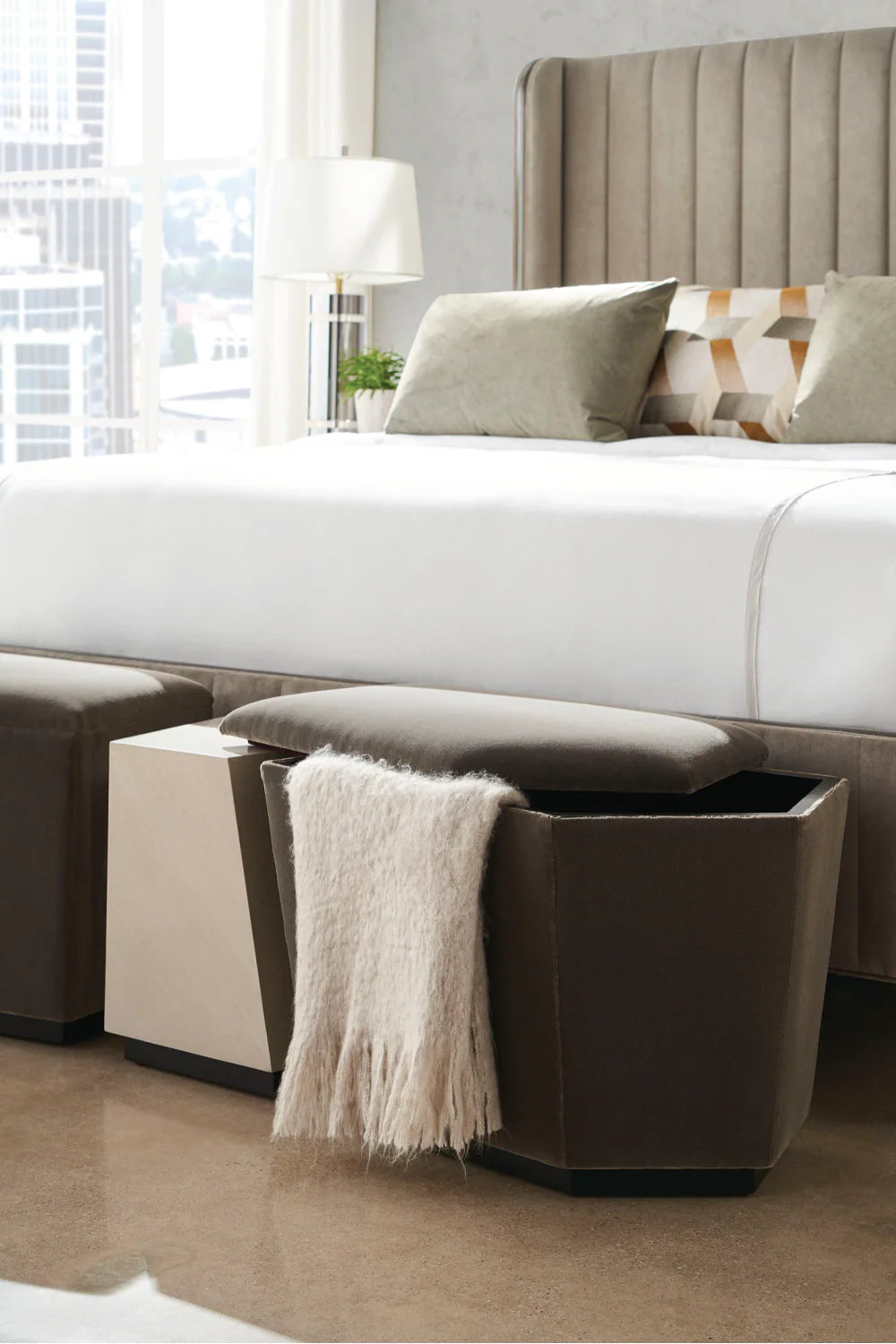 Channel Tufted Velvet Bed