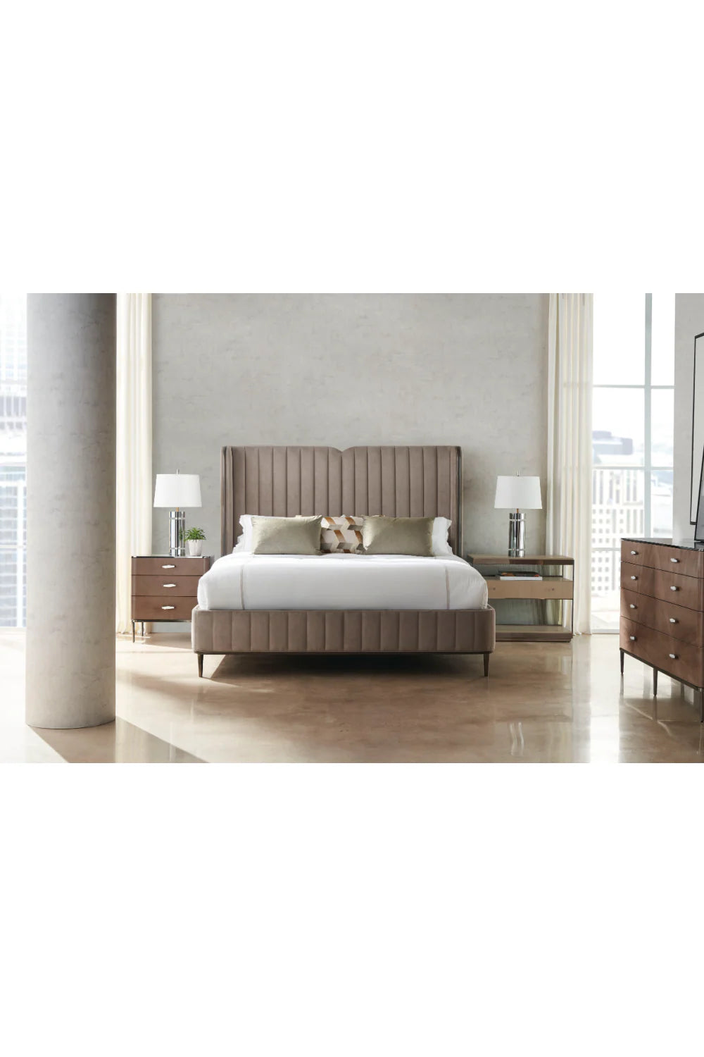Channel Tufted Velvet Bed