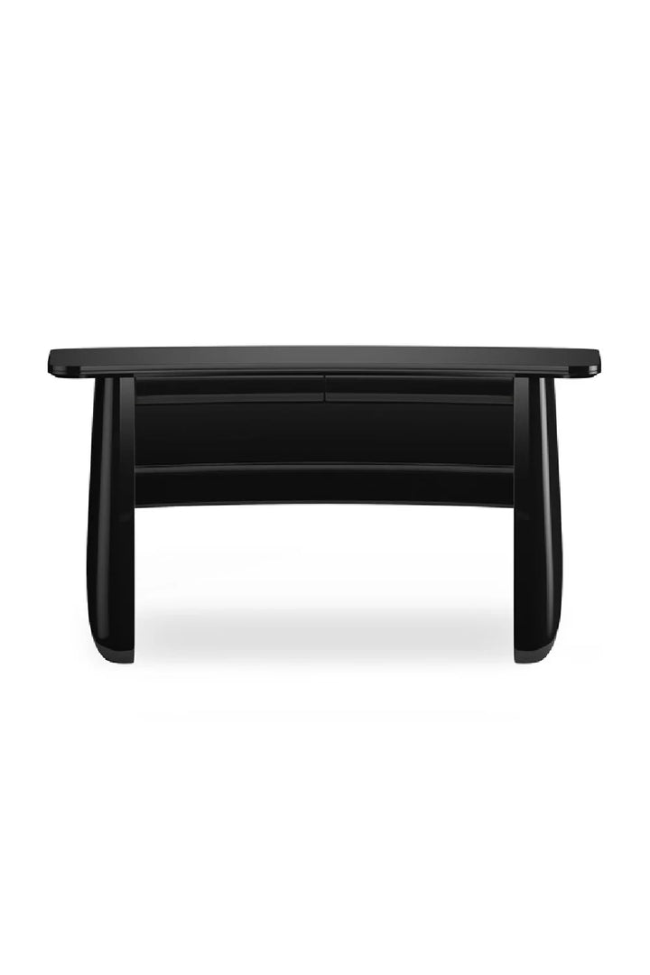 Black Glass 2-Drawer Desk