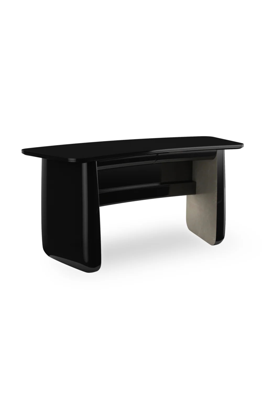 Black Glass 2-Drawer Desk