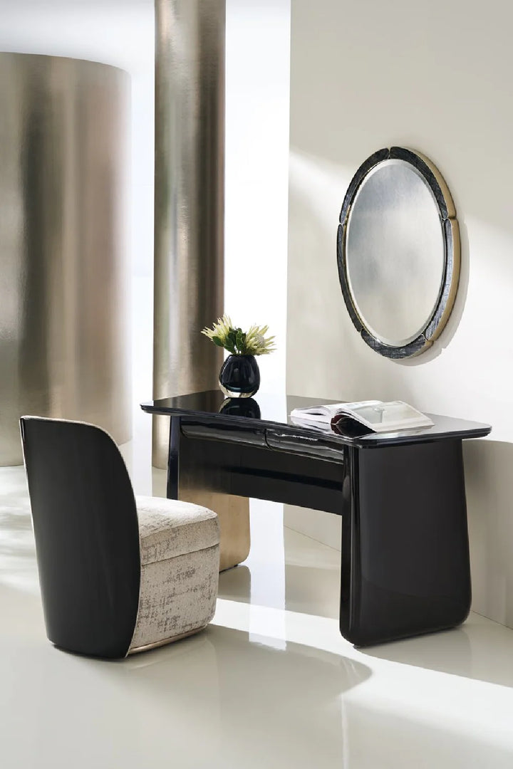 Black Glass 2-Drawer Desk
