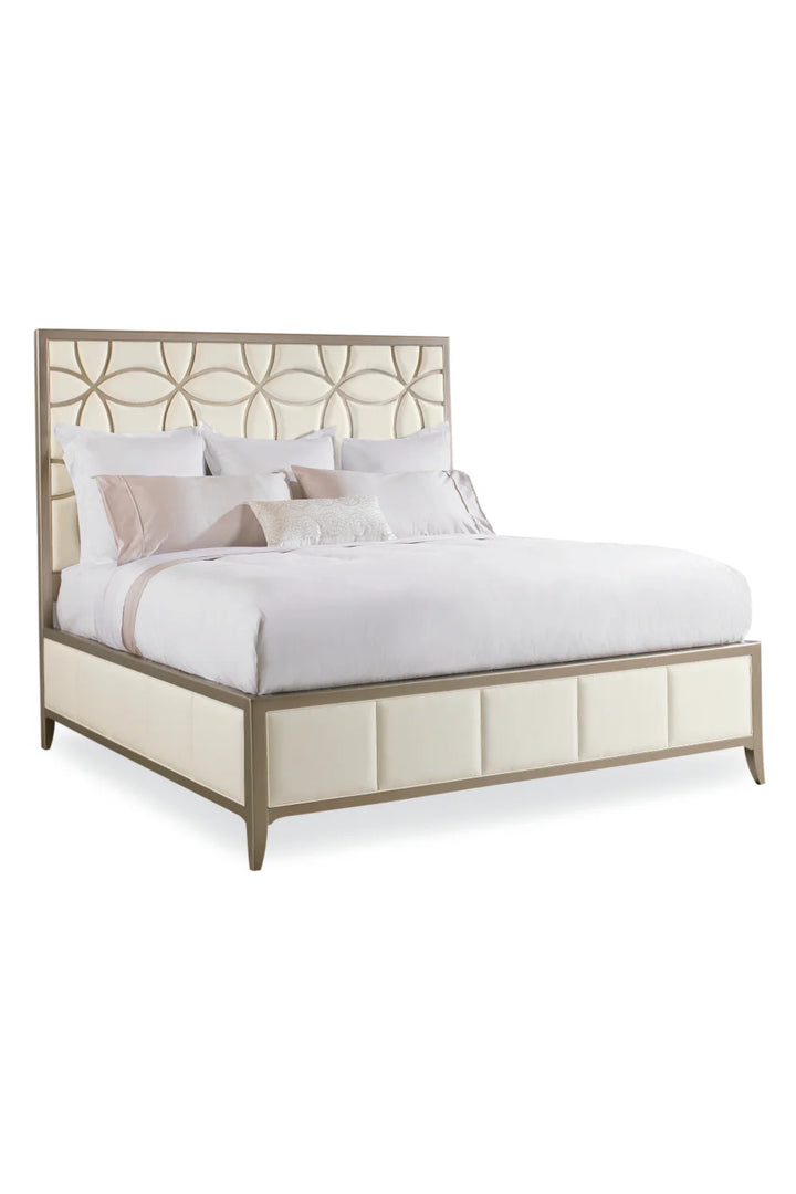 Trellis-Patterned Modern Bed