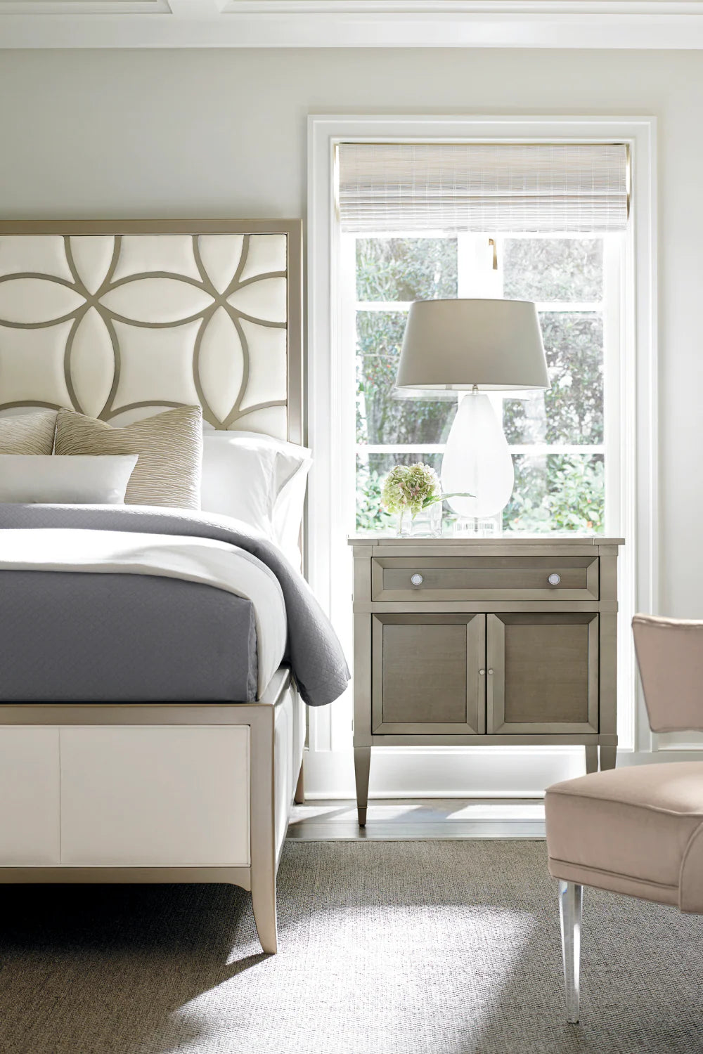 Trellis-Patterned Modern Bed