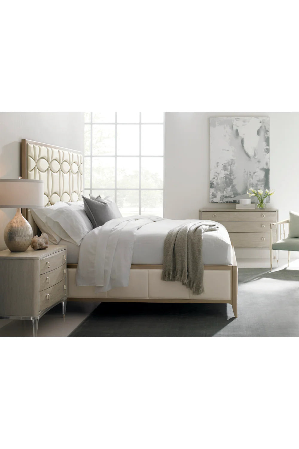 Trellis-Patterned Modern Bed
