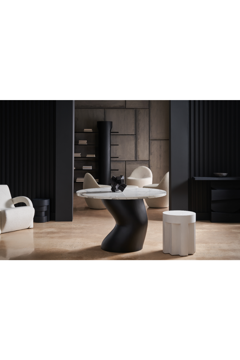 White Bouclé Accent Chair