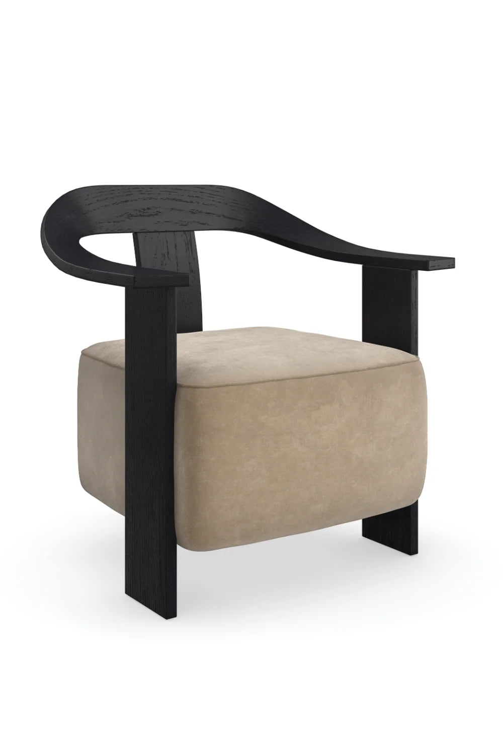 Brown Suede Seat Accent Chair