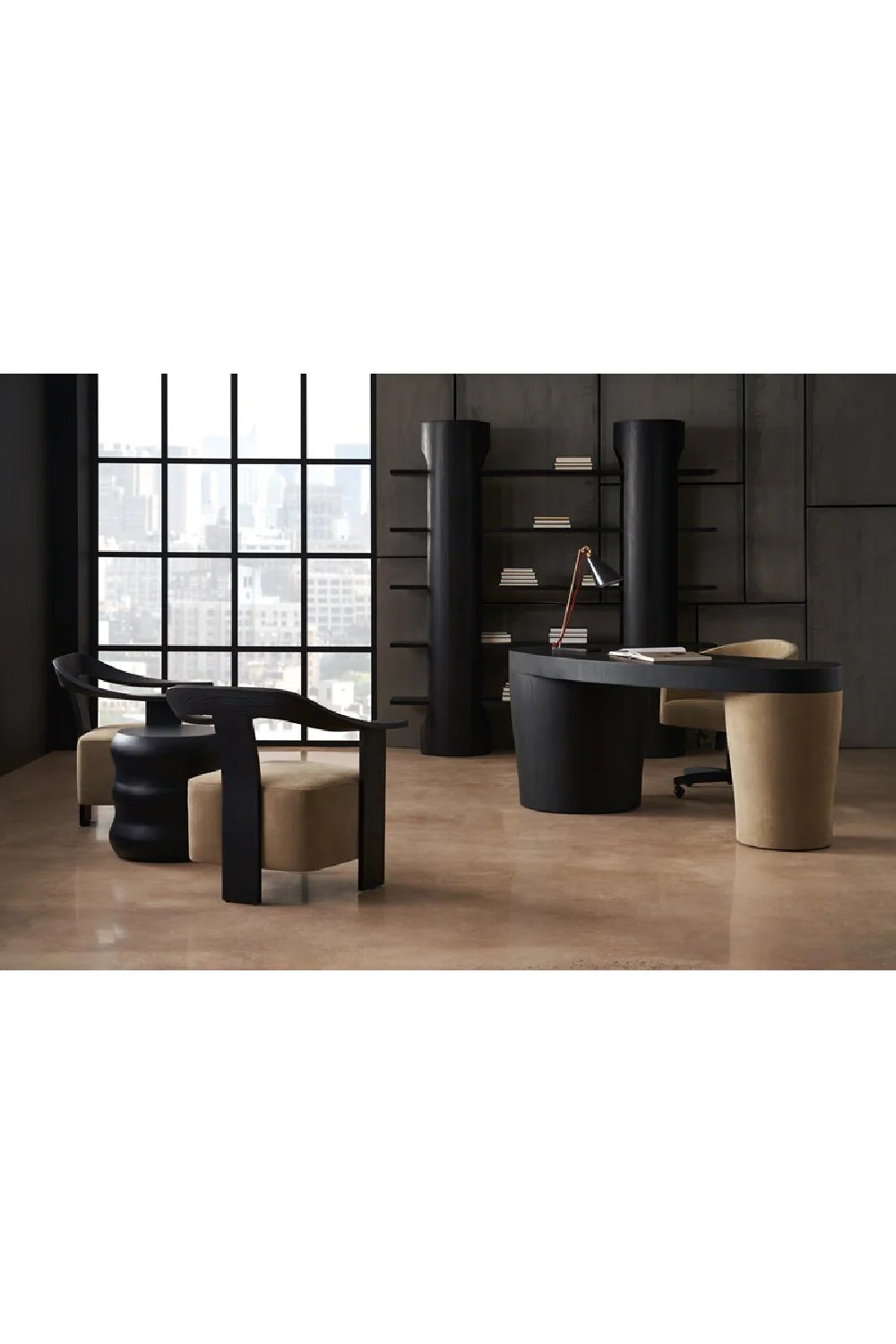 Brown Suede Seat Accent Chair