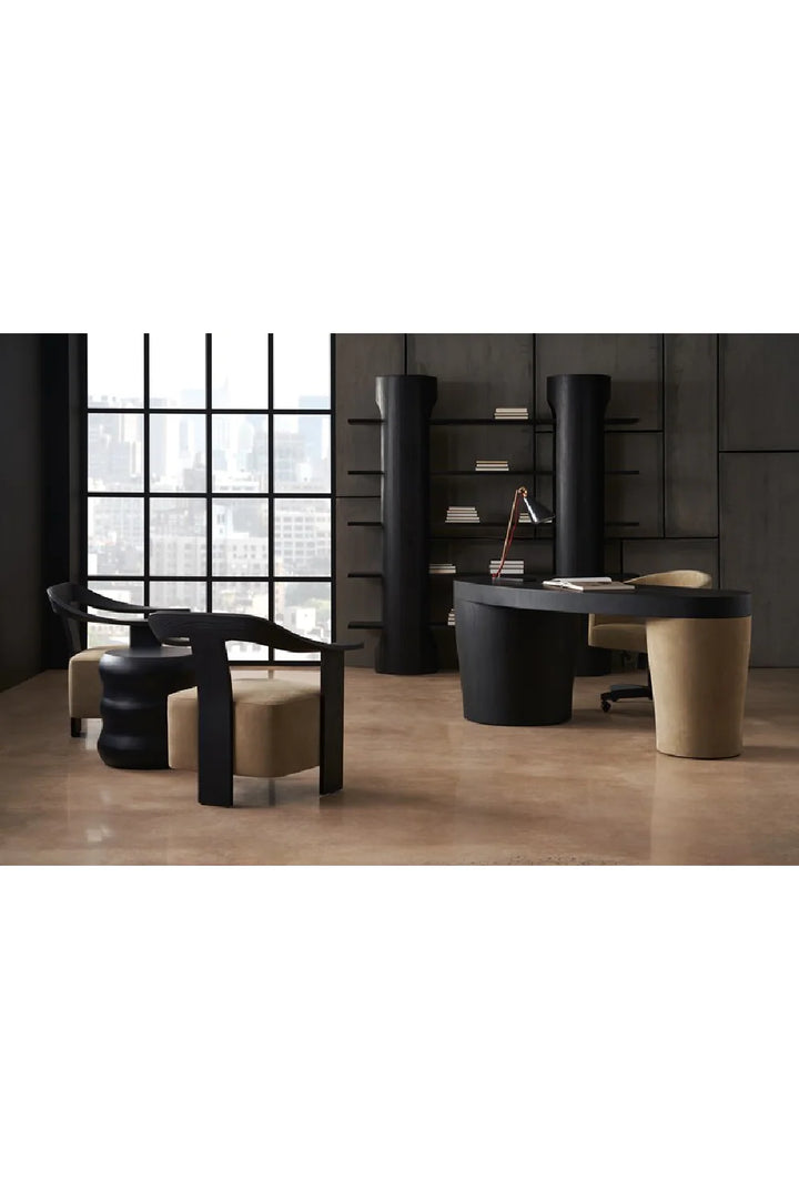Brown Suede Seat Accent Chair