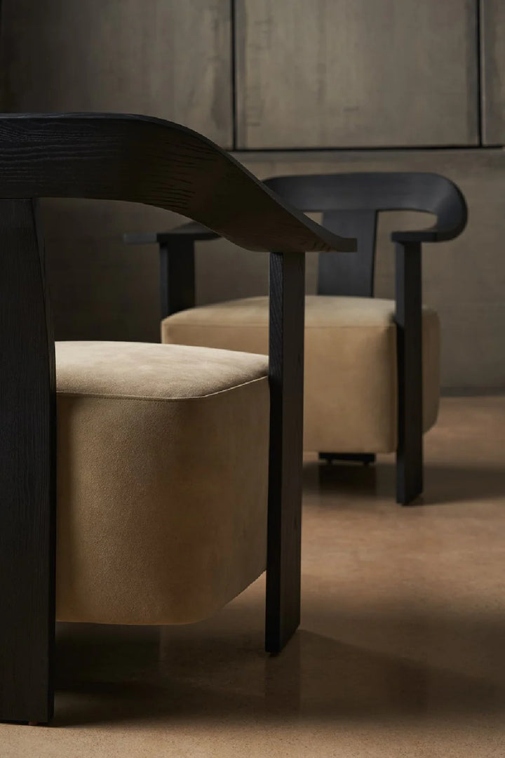 Brown Suede Seat Accent Chair