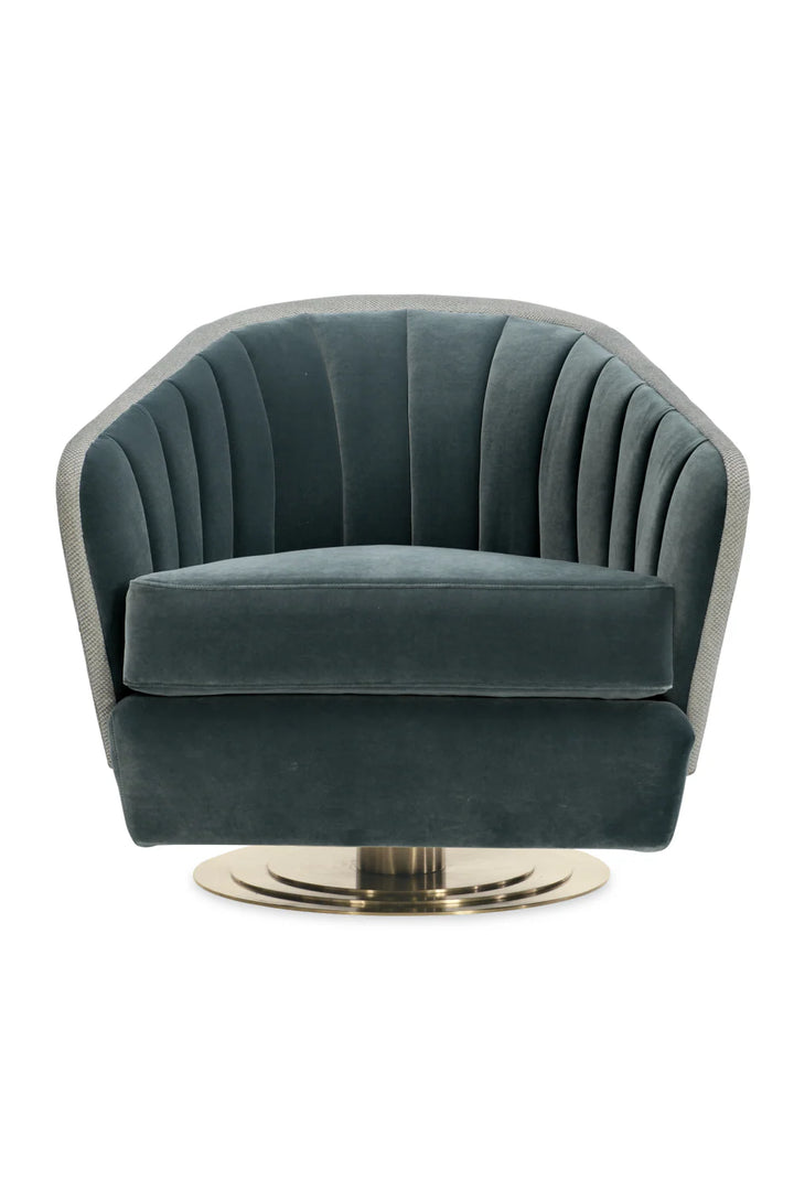 Chanelled Turquoise Swivel Chair