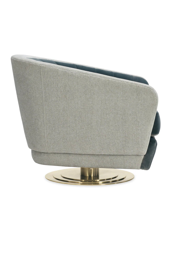 Chanelled Turquoise Swivel Chair