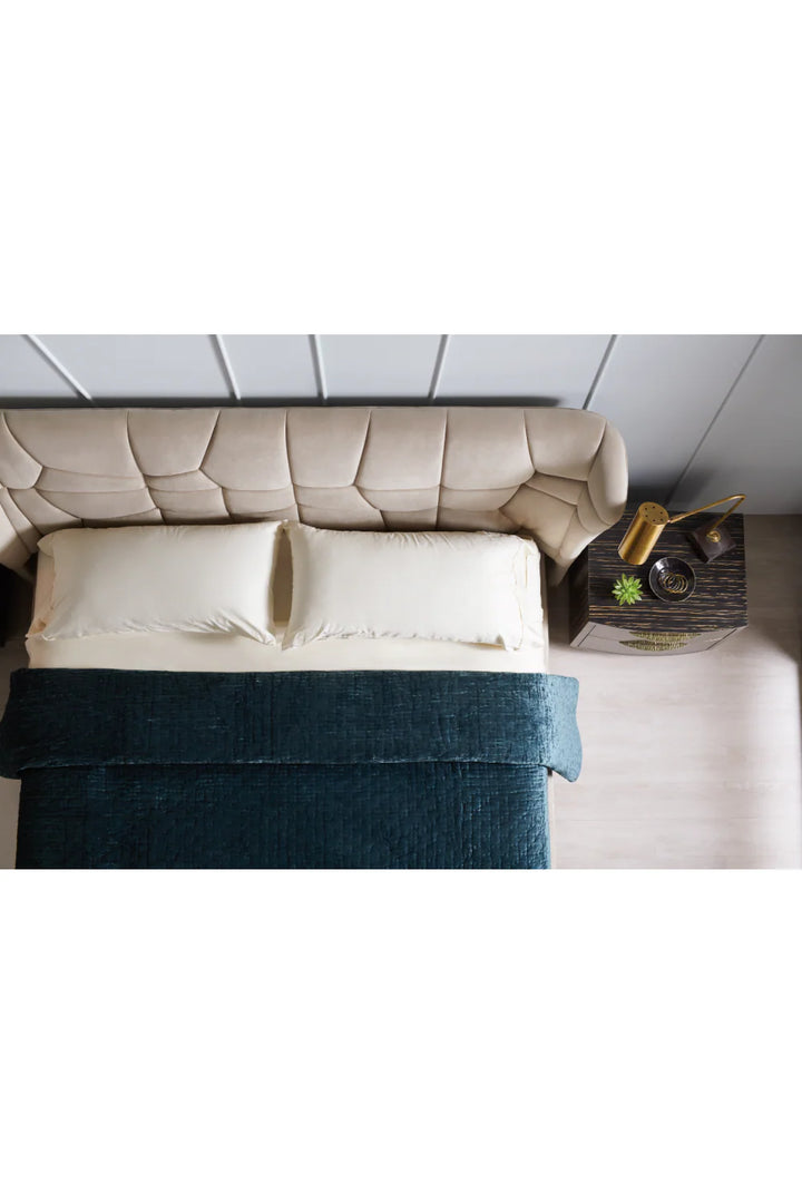 Beige Modern Upholstered California King Bed