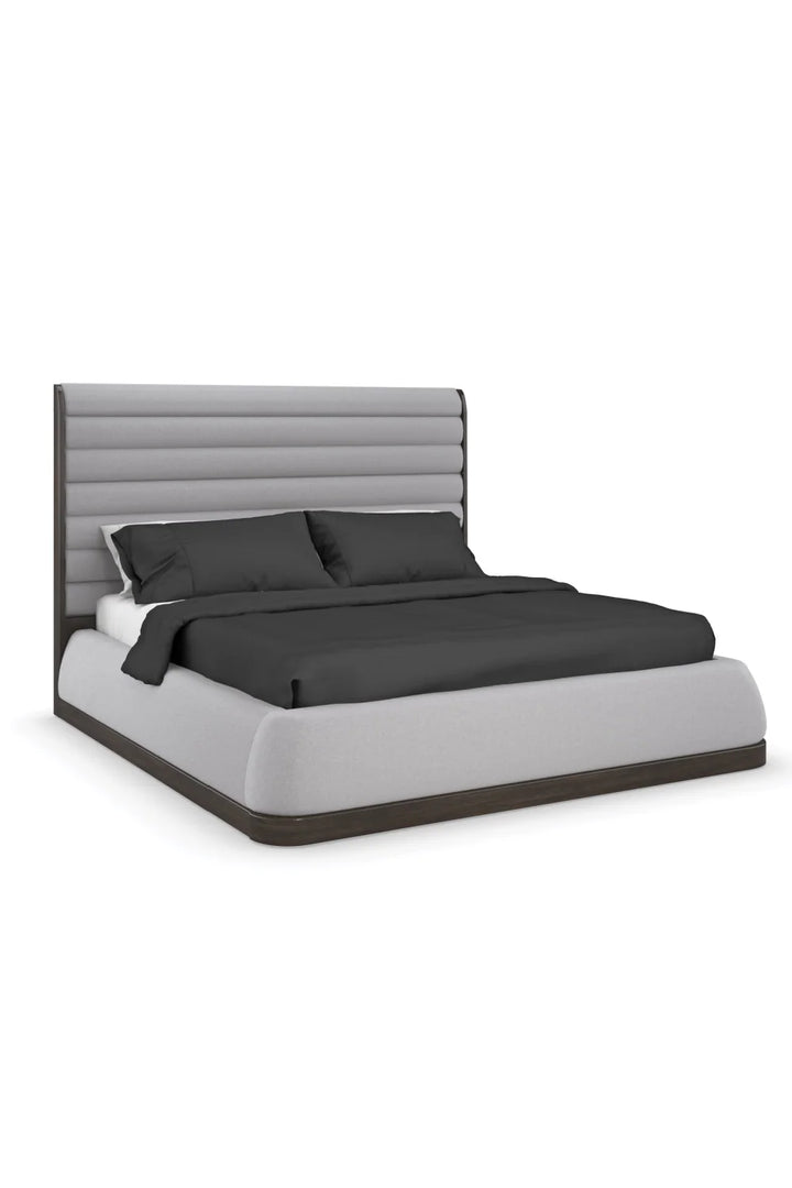 Gray Channeled Panel Bed