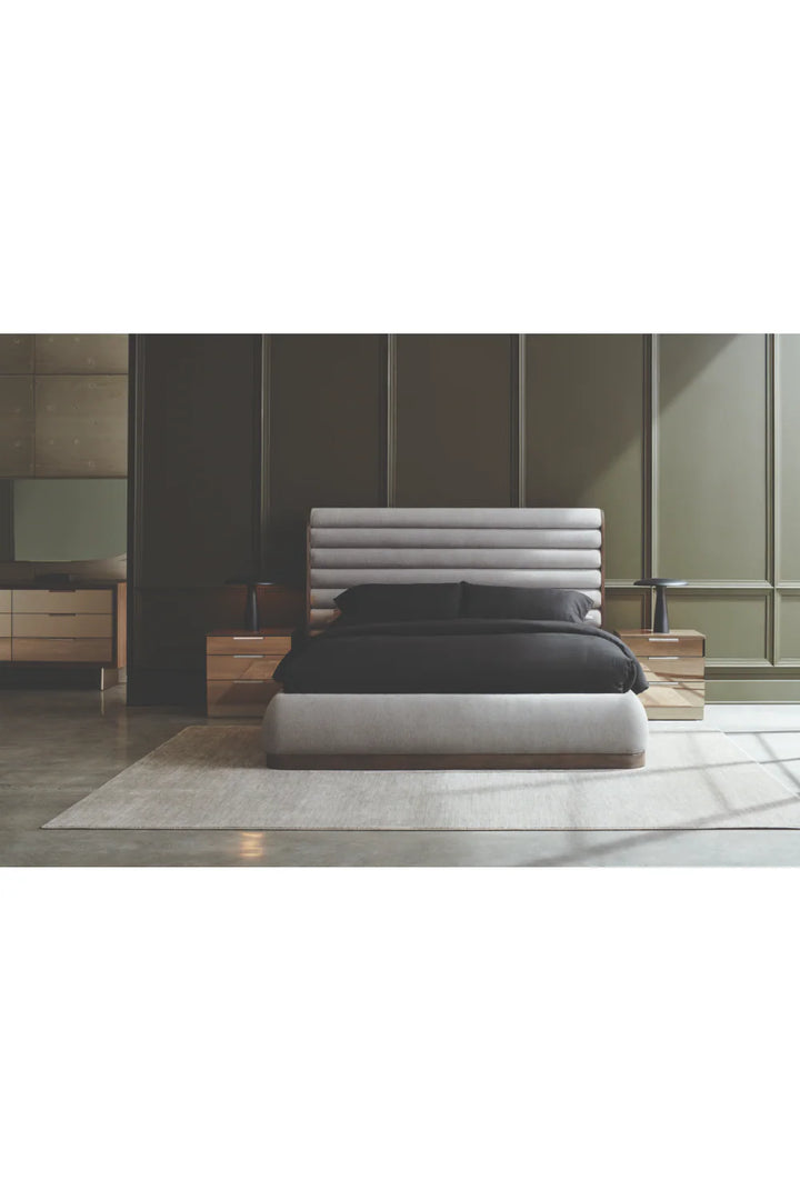 Gray Channeled Panel Bed
