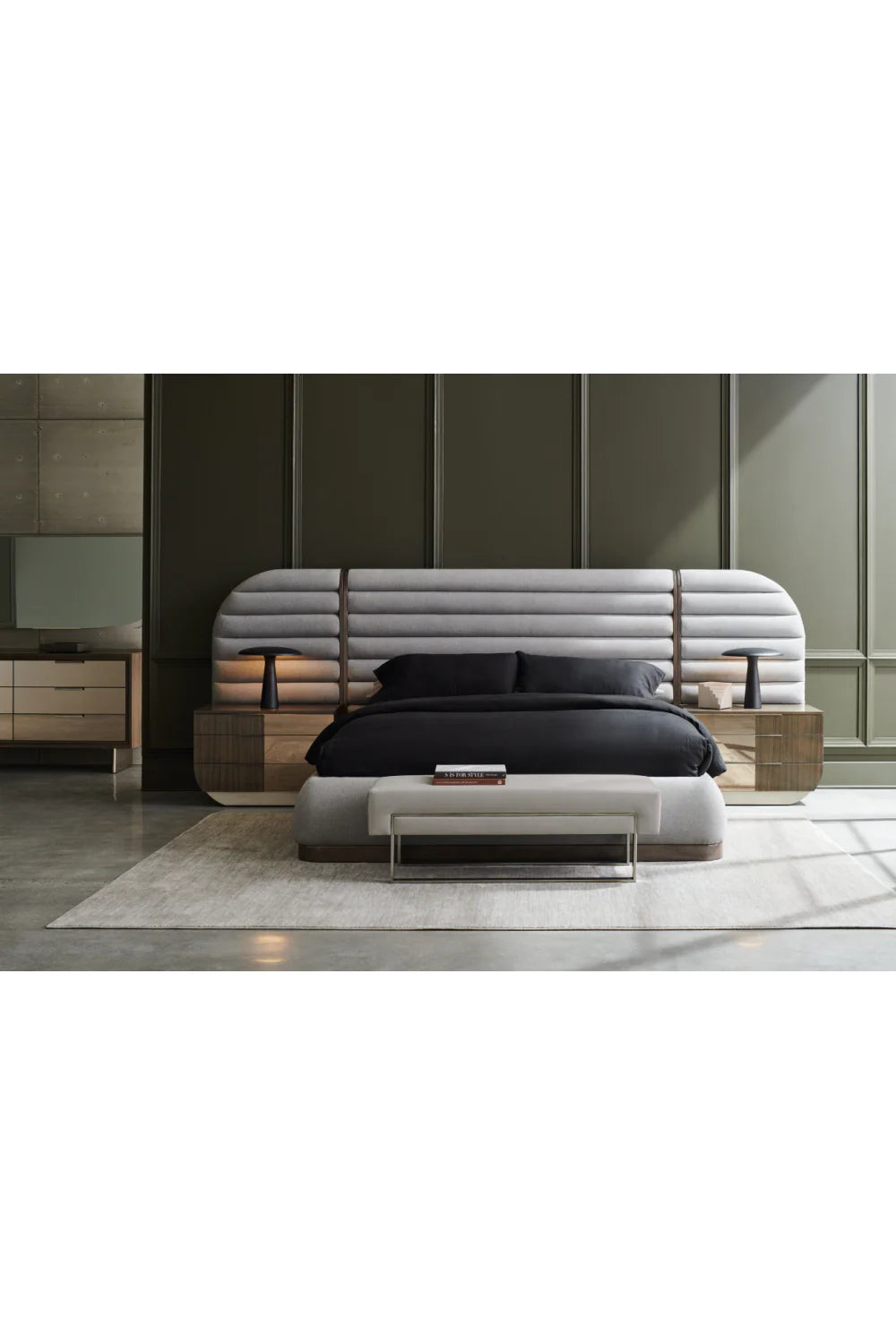 Gray Channeled Panel Bed
