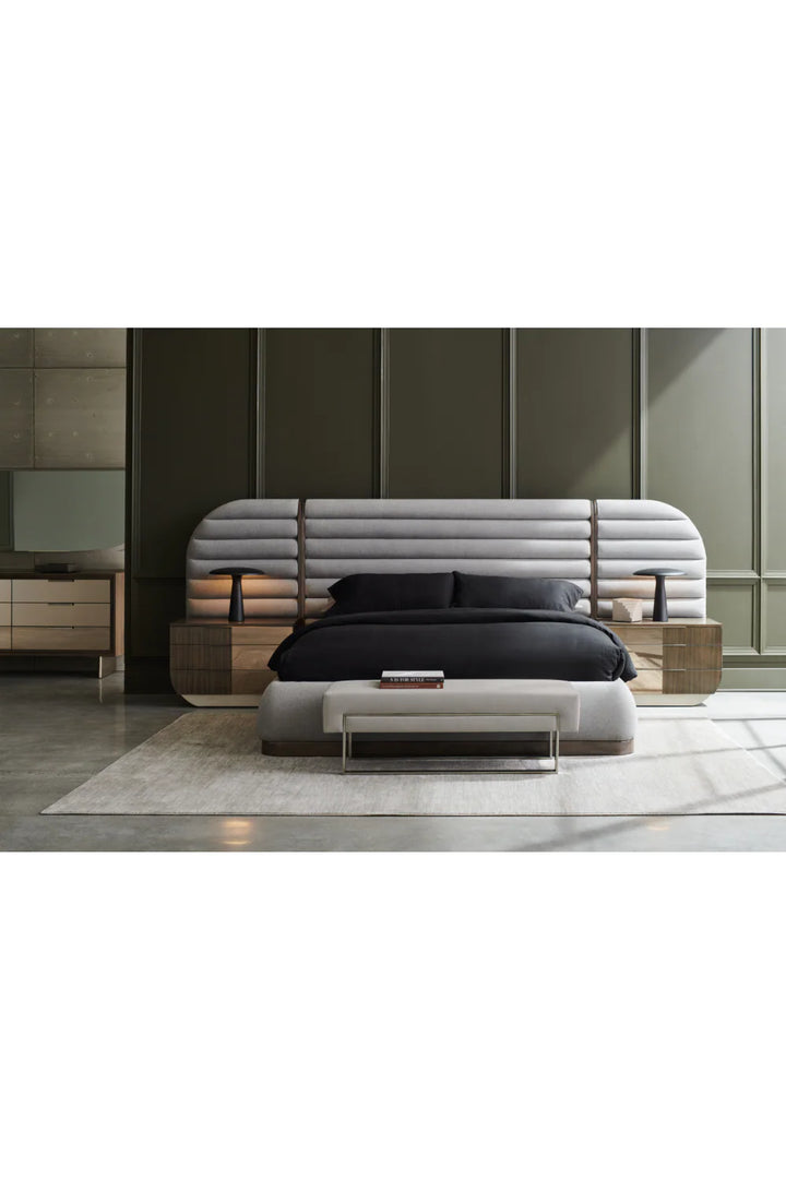 Gray Channeled Panel Bed