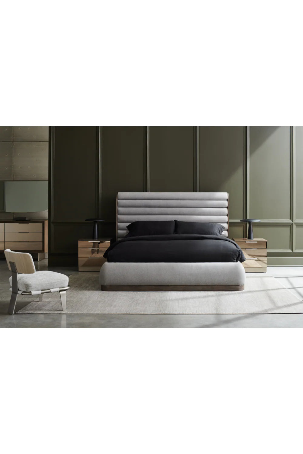 Gray Channeled Panel Bed
