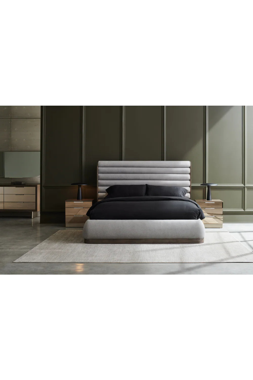 Gray Channeled Panel Bed