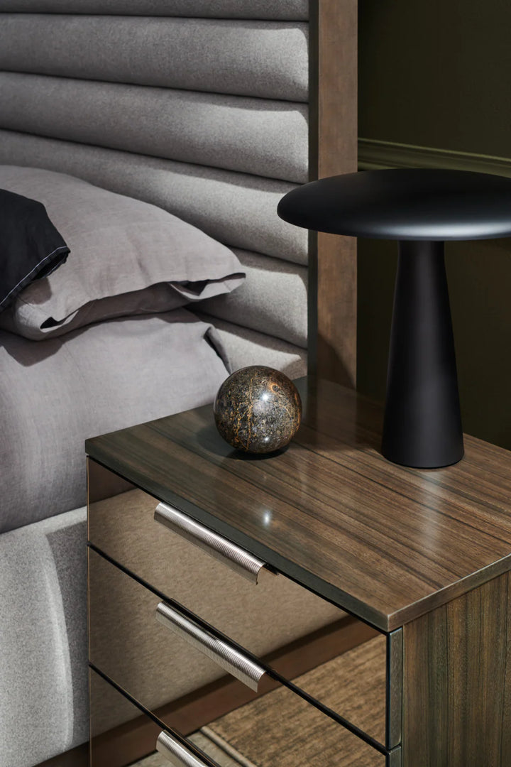 Gray Channeled Panel Bed