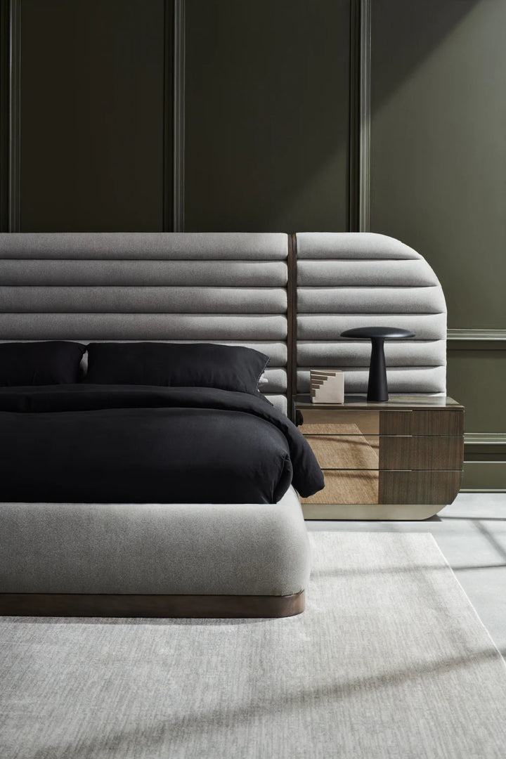 Gray Channeled Panel Bed