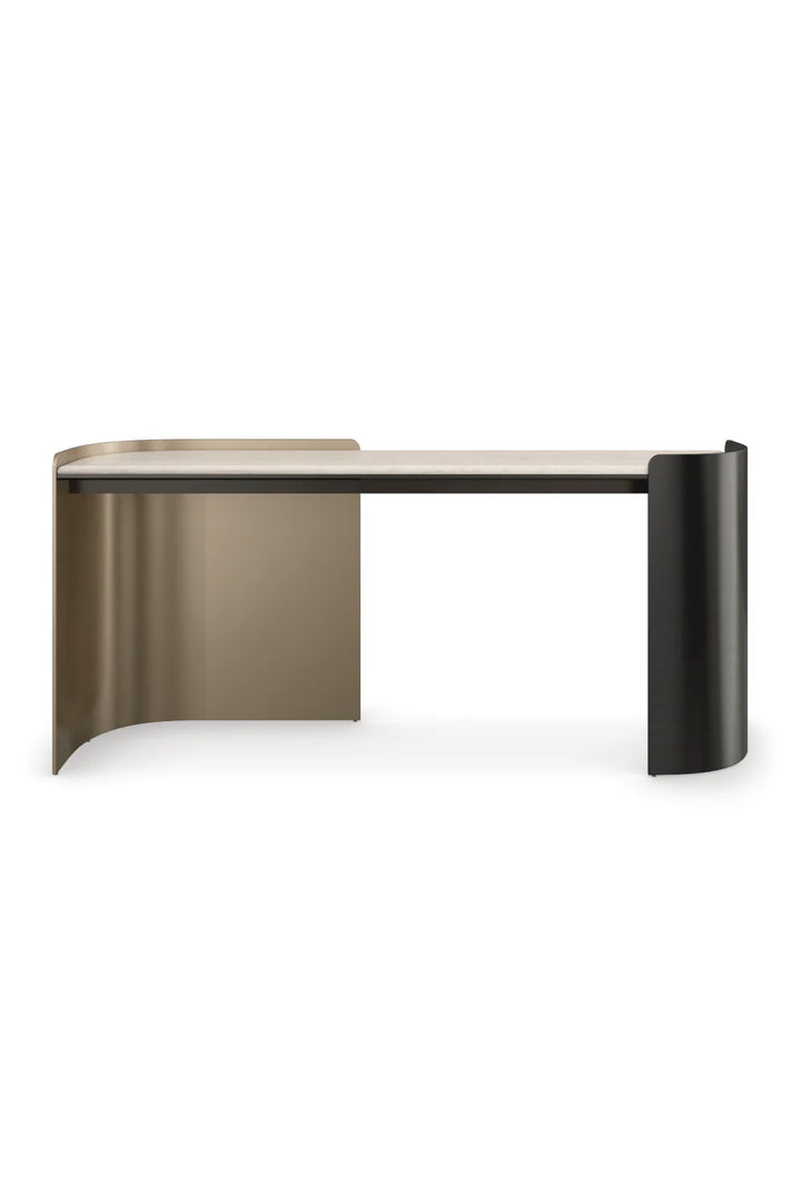 Cream Travertine Modern Desk