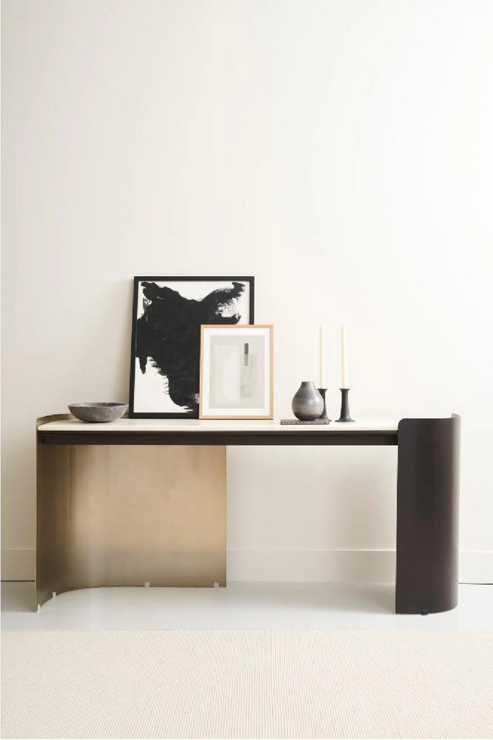 Cream Travertine Modern Desk